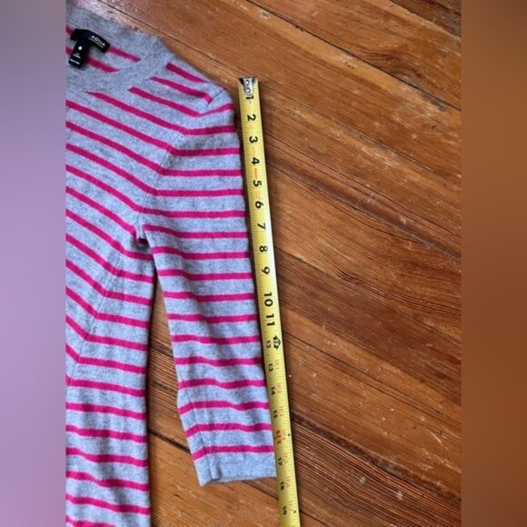 Pink and Grey Striped 100% Cashmere  Flares Sweater, Medium - Picture 2 of 5